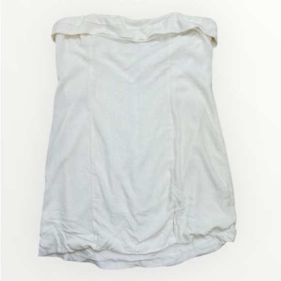BP White Fold Top Strapless Linen Blend Casual Style Mini Dress Womens Large - Picture 1 of 11